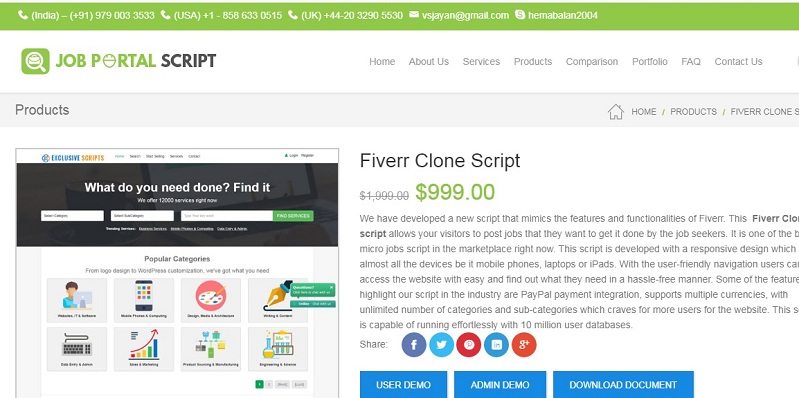 http://www.jobportalscript.com/product/fiverr-clone-script/ website snapshot