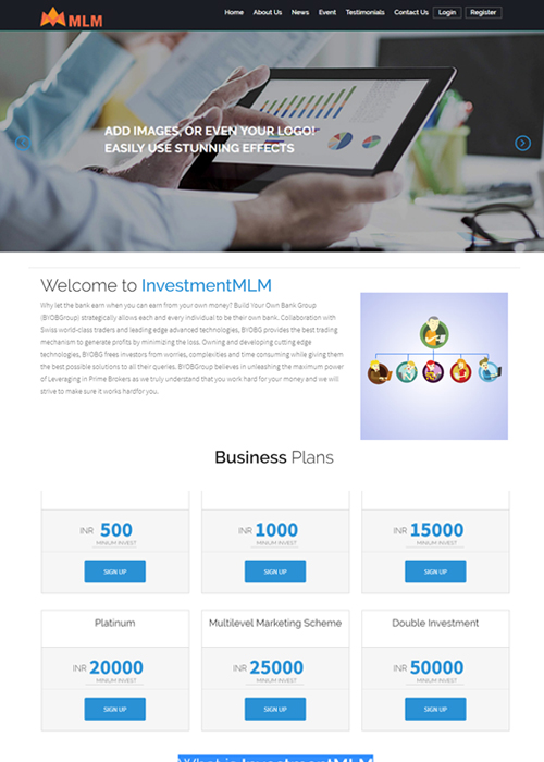 http://www.mlmscript.in/advanced-unilevel-investment-mlm.html website snapshot