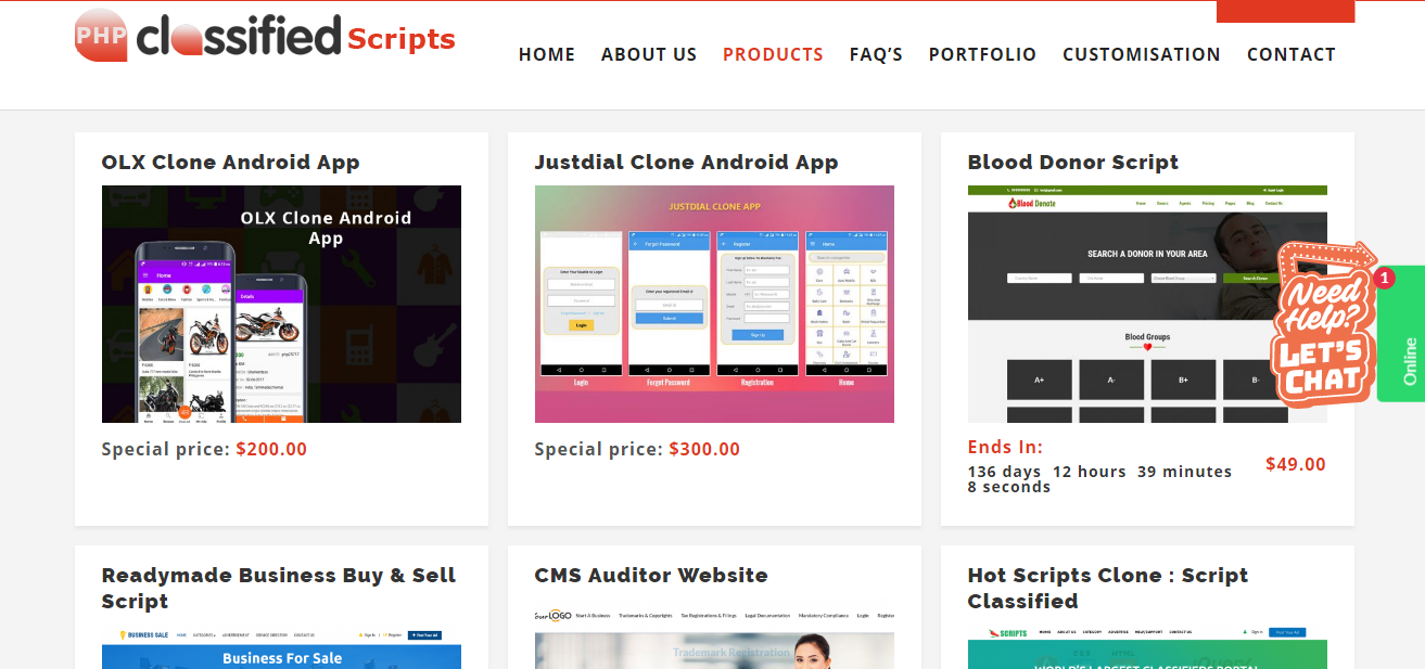 http://www.professionalclassifiedscript.com/downloads/category/products/ website snapshot